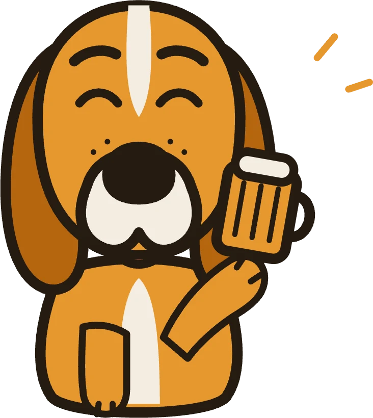 FAM333's mascot raising a beer mug